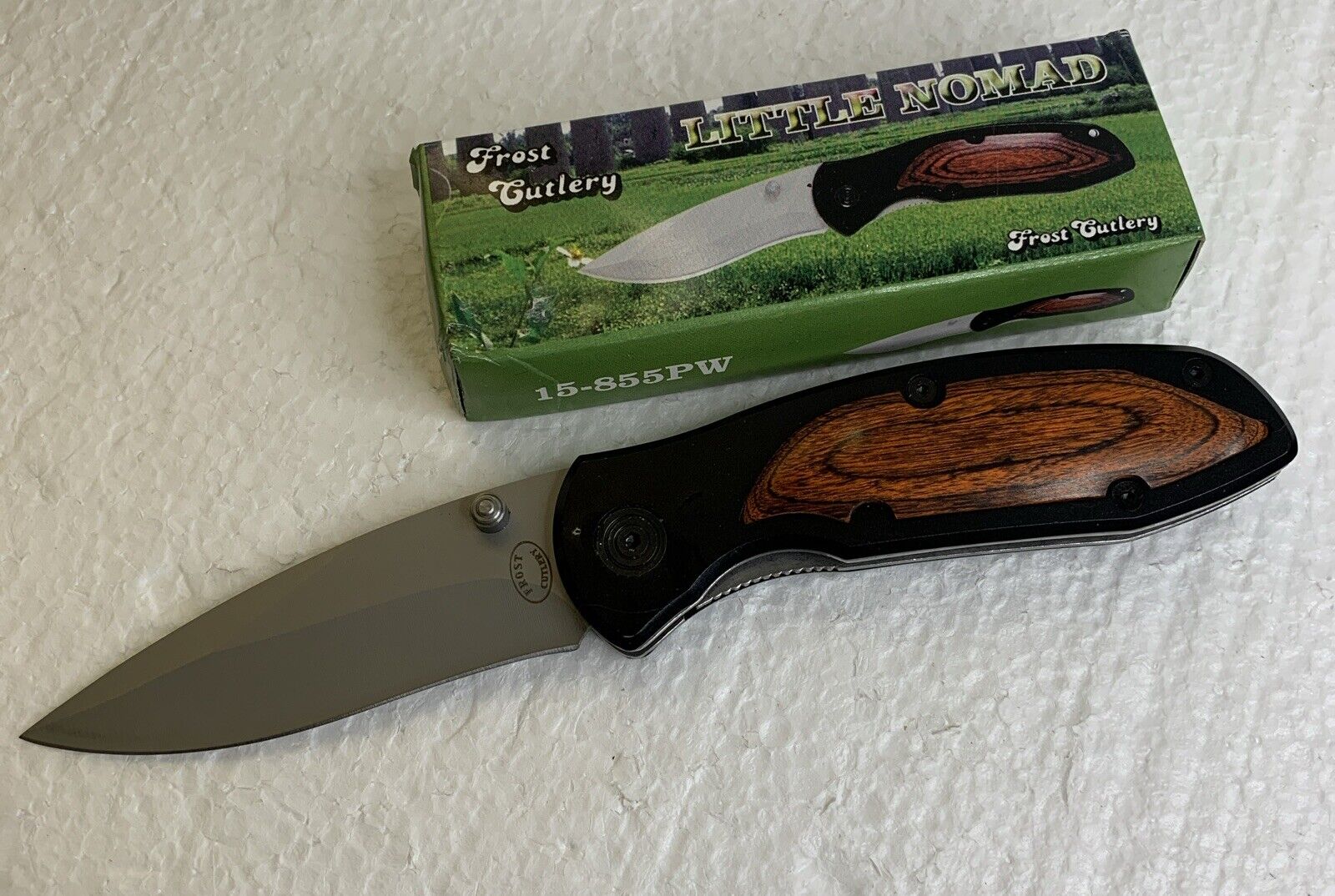 Frost Cutlery Little Nomad Brown Pakkawood Linerlock Pocket Knife 15-855PW~NEW