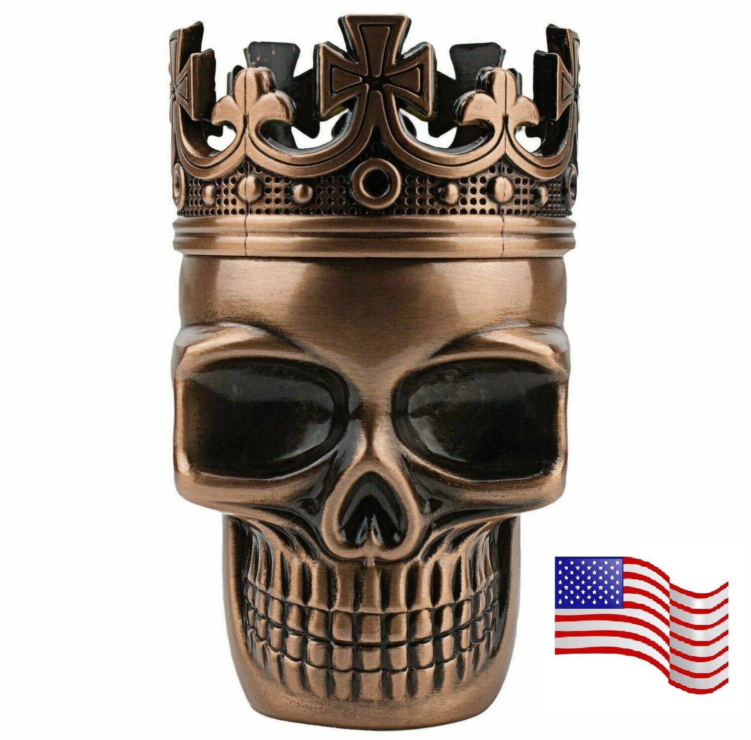 3 Piece Skull Metal Alloy Tobacco Spice Grinder Crusher USA Seller - Bronze