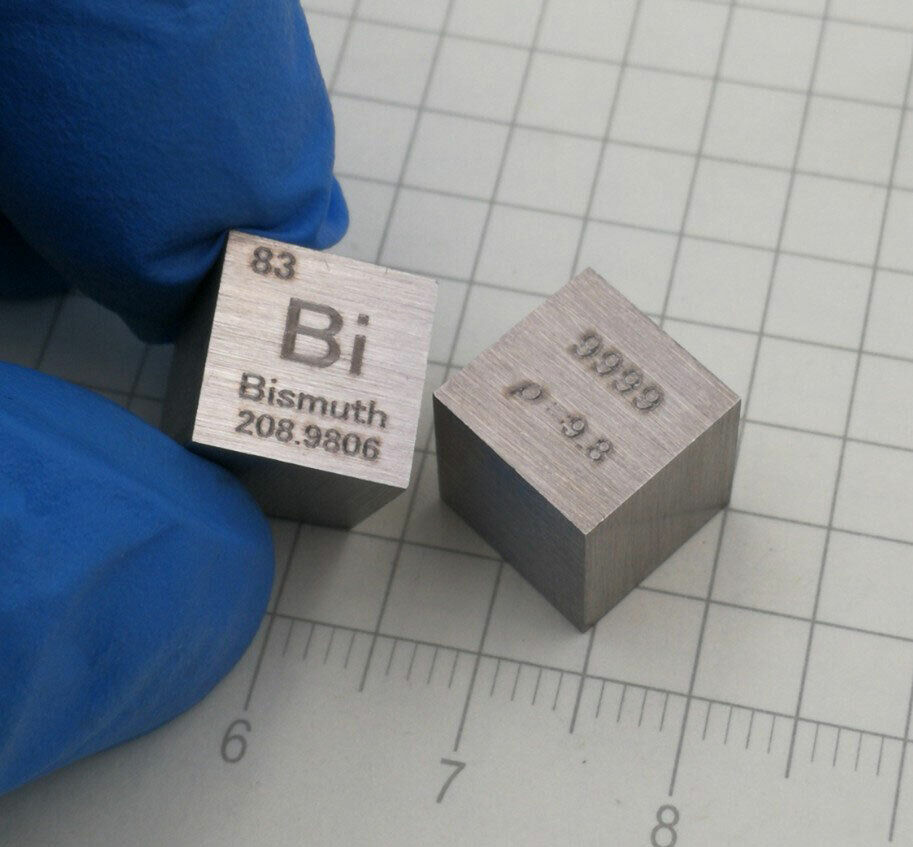 1Pcs Cube 10x10x10mm Bi Bismuth 9.8g Pure≥99.95% Carved Element Periodic Table