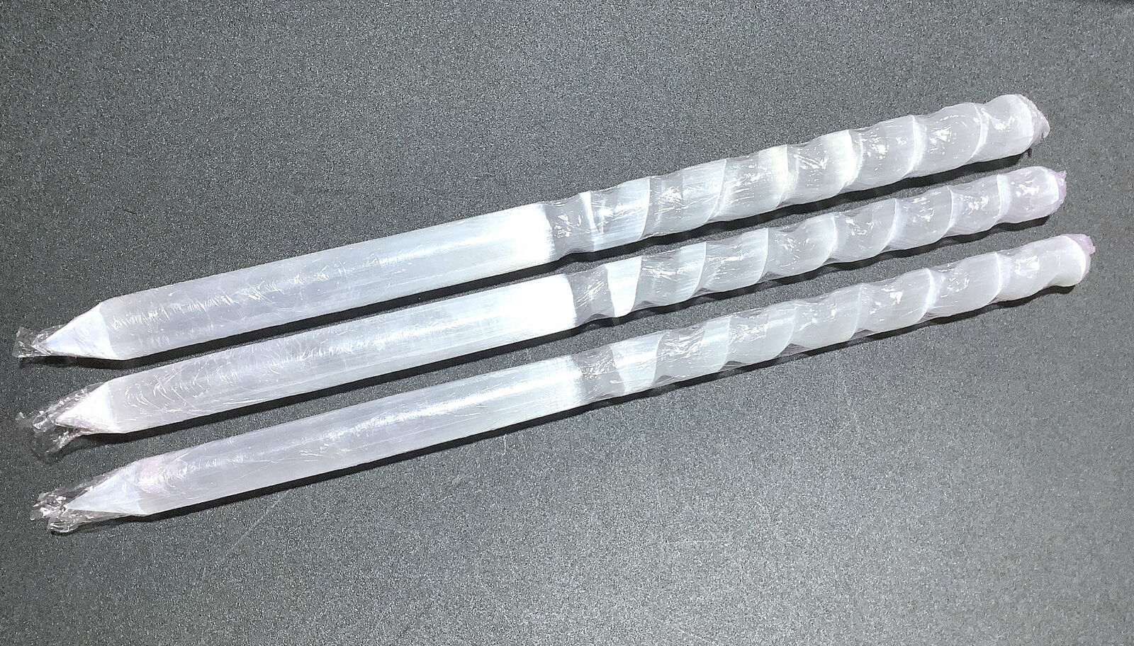 Selenite Crystal Wand Extra Long Large Spiral Point Polished Natural