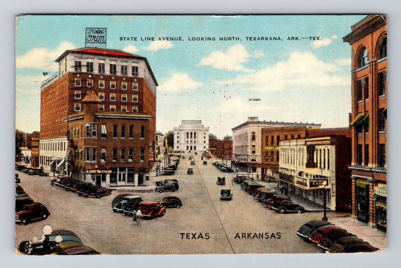 Texarkana TX-Texas, State Line Avenue, Arkansas, Looking North, Vintage Postcard