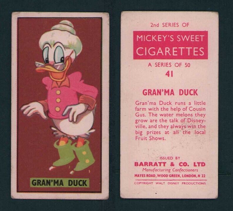 1957 Barratt & Co. Ltd UK Disney Characters 2nd Series #41 Gran\'Ma Duck