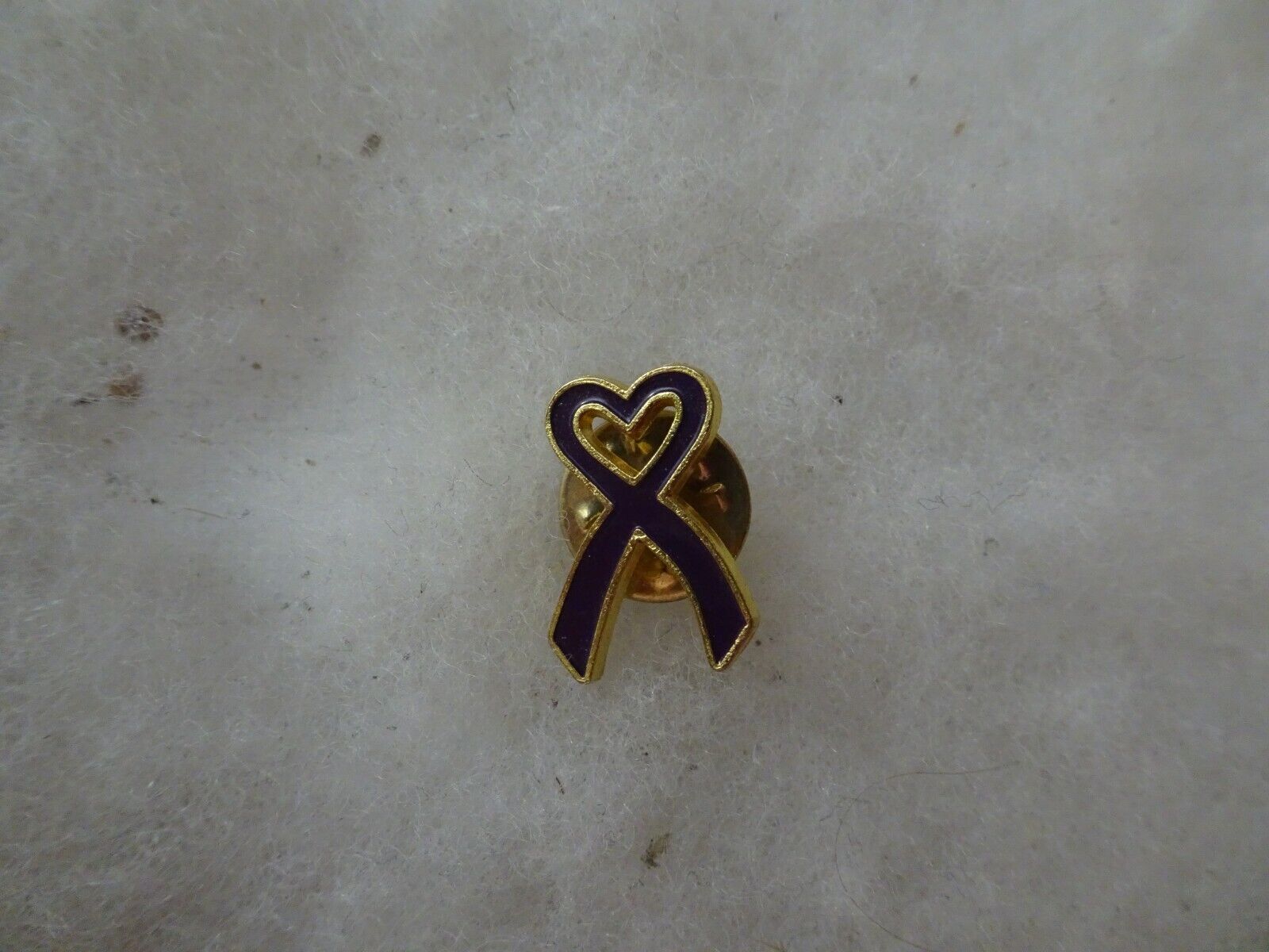 Purple ribbon Alzheimer's disease awareness heart vintage logo pin