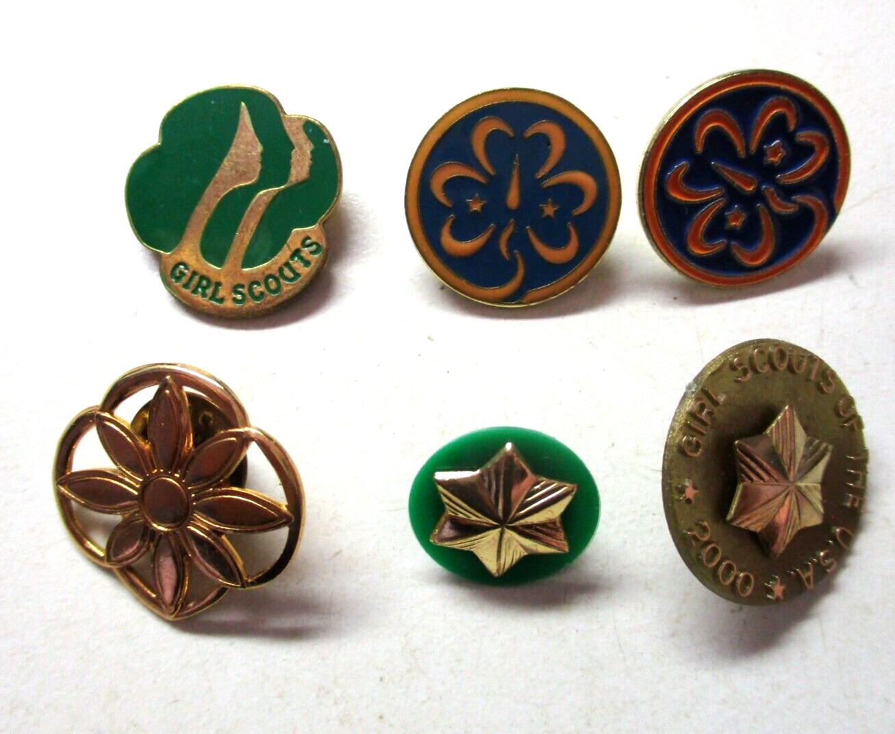 6 Girl Scout USA Pins Youth Various Collectible 1980 & 2000-2002