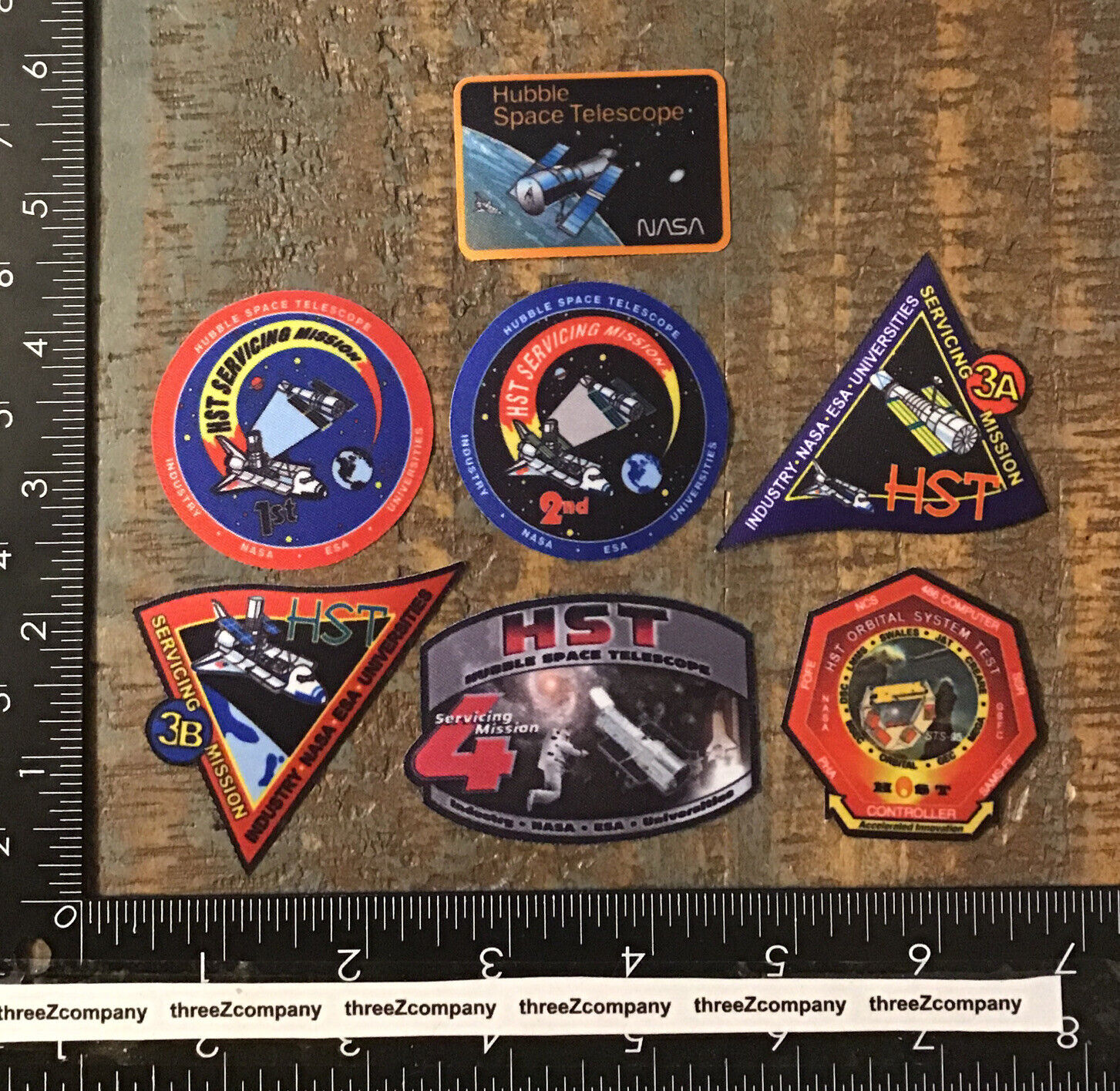 Set Of 7 NASA Hubble Space Telescope Servicing Mission Iron-On Patches HST