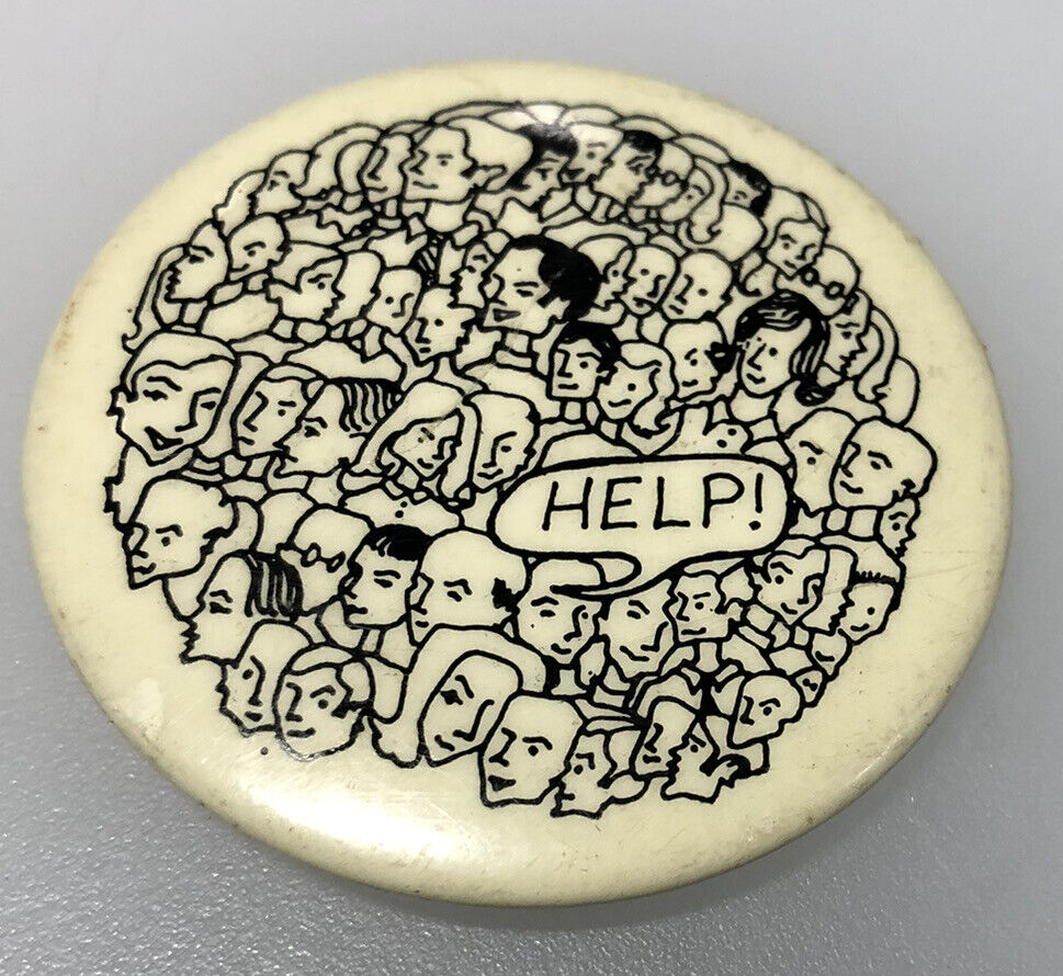 Crowds Social Anxiety Help Fear Crowded Spaces Area Vintage Button Pin Pinback
