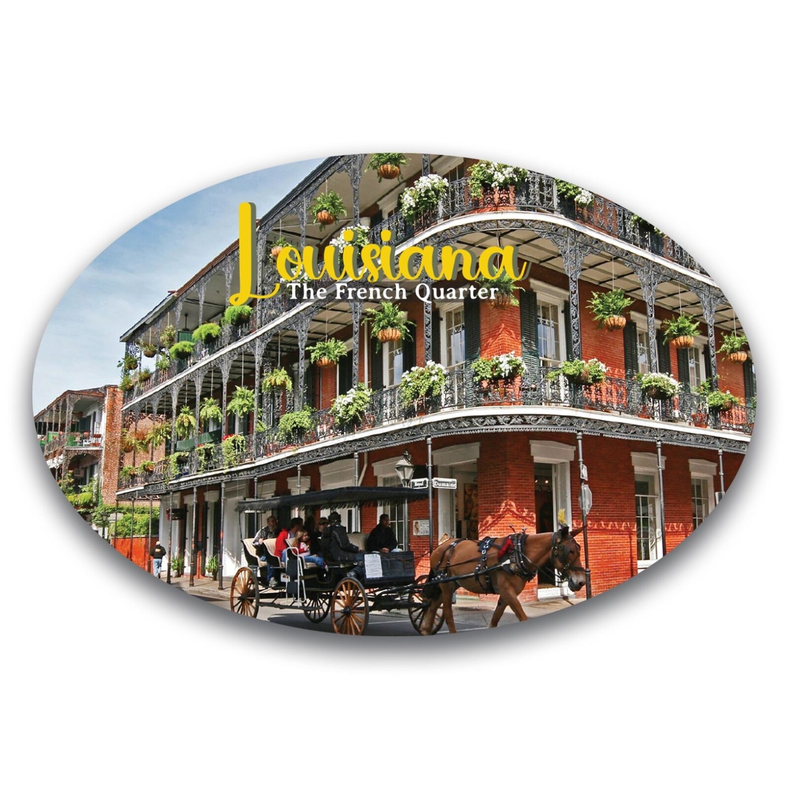 Magnet Me Up Louisiana New Orleans French Quarter Oval Magnet Decal, 4x6 Inches
