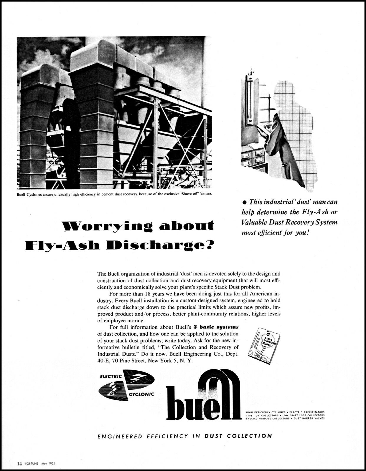 1952 Buell engineering dust fly-ash recovery system vintage art print ad adl79