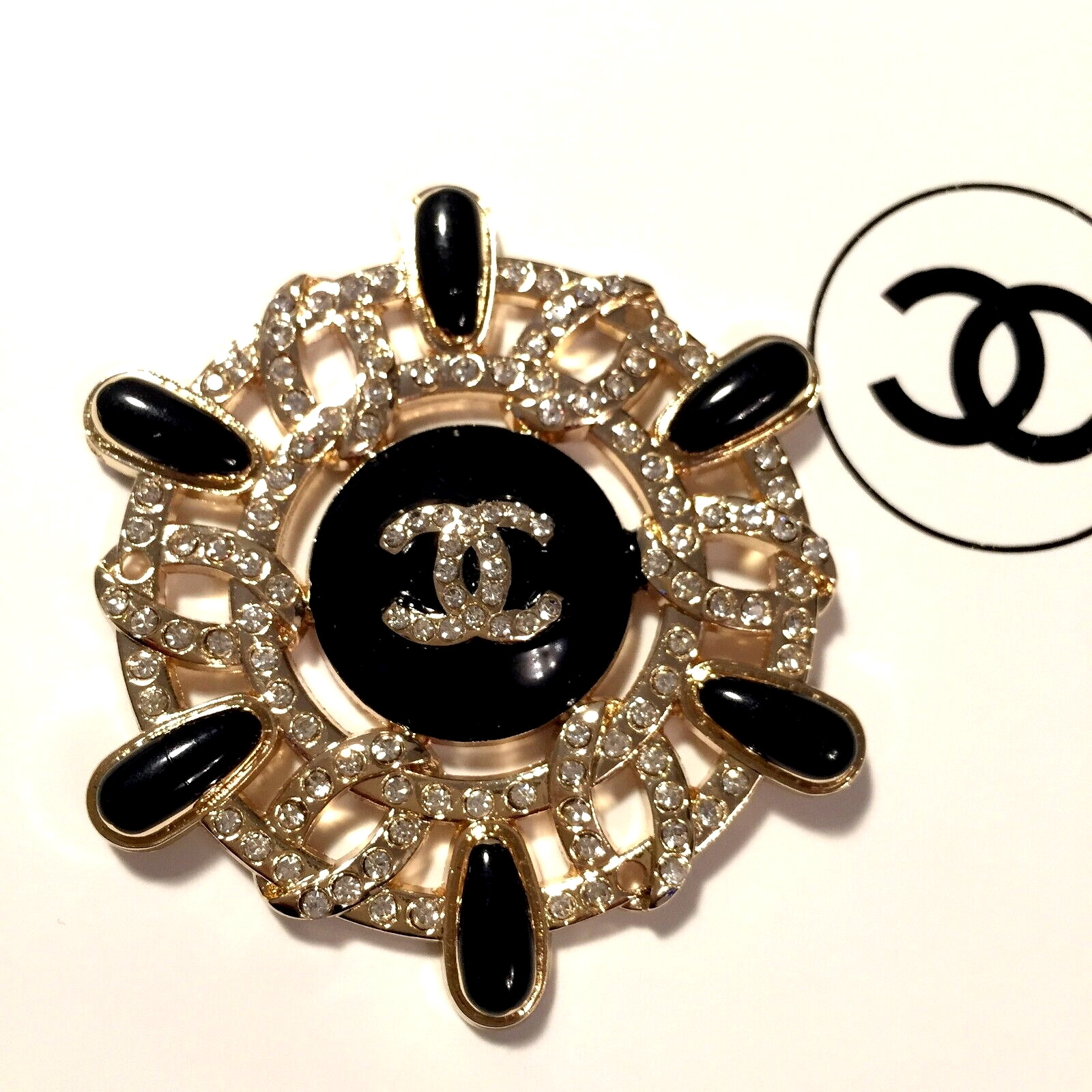 1 Vintage original large 54 mm Chanel CC Logo gold tone button 3 holes 2,13 inch