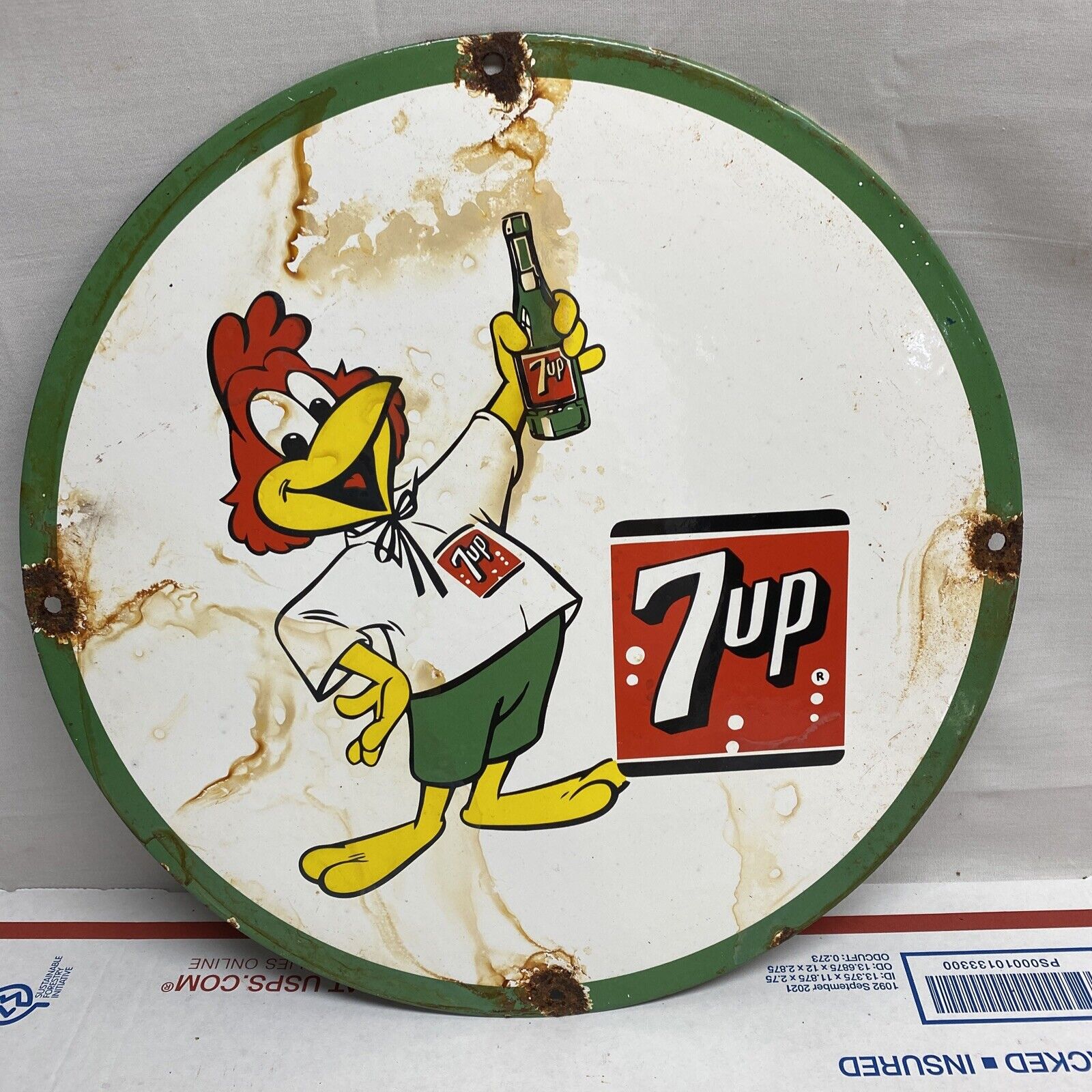 7-UP Porcelain Vintage Style Service Station Gas Pump Plate Soda Pop