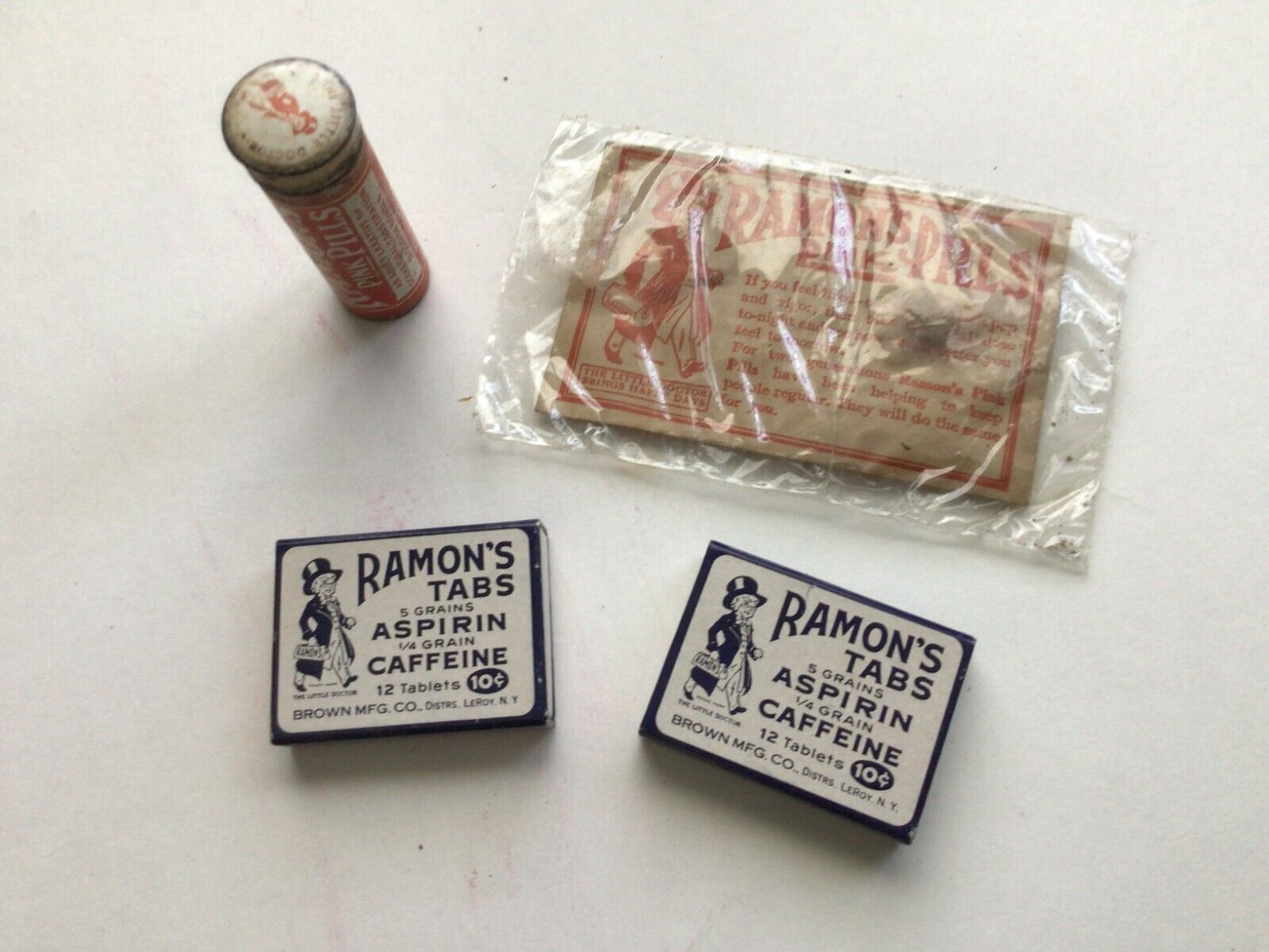 Ramon\'s Pink Pills Tin, Sample Packet Pink Pills, & Ramon\'s Tabs Aspirin