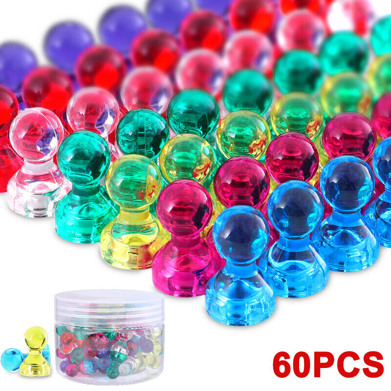 60-600PCS Small Strong Fridge Magnets, Magnetic Memo Push Pins for White Board
