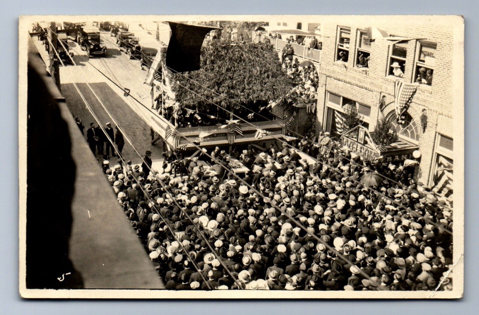1923 RPPC PRESIDENT HARDING at KETCHIKAN AK, CROWD, BANK, LIBRARY Postcard PS