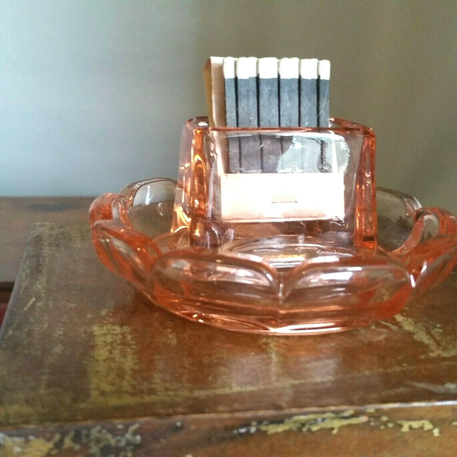 MATCH HOLDER for  BOOK  OR  BOX    PINK  (DEPRESSION ?)  GLASS