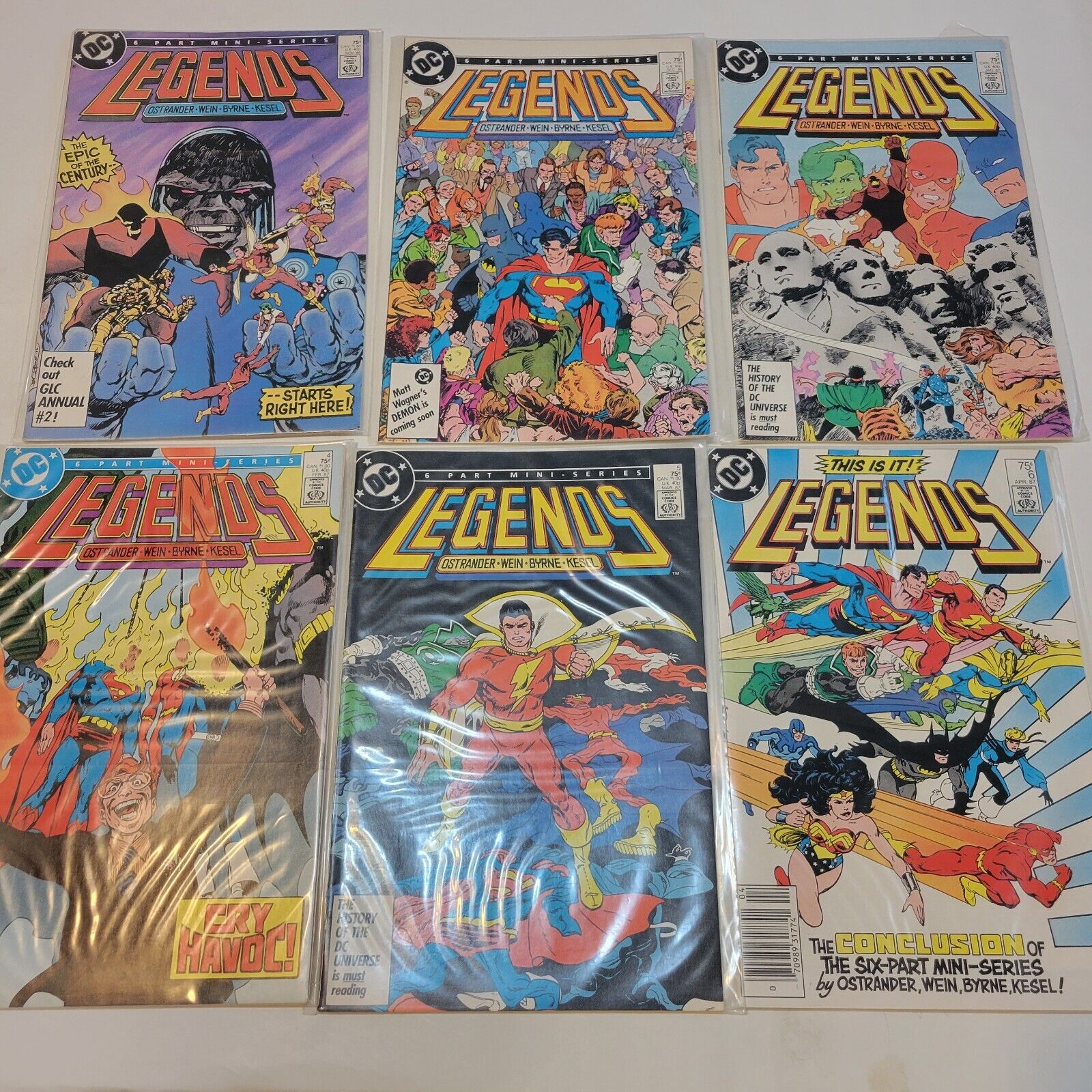 LEGENDS comics 1-6 of 6-part mini series (DC, 86-87)