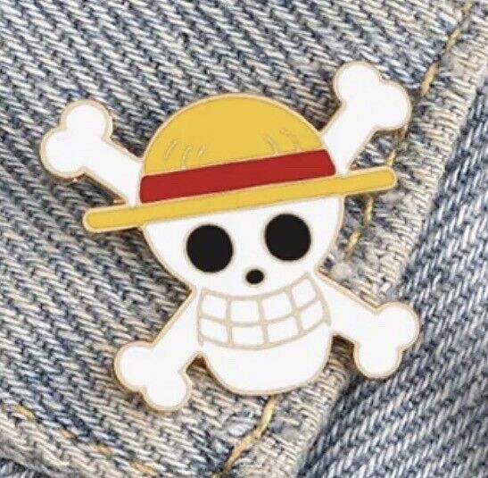 One Piece Luffy Jolly Roger Pin 75” x 75” Pirate Skull Mark Symbol Brooch Label
