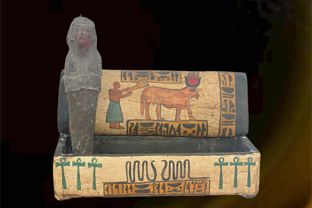 Antique Ancient Egyptian Rare Ushabti Wooden Box With Mummified Ushabti BC