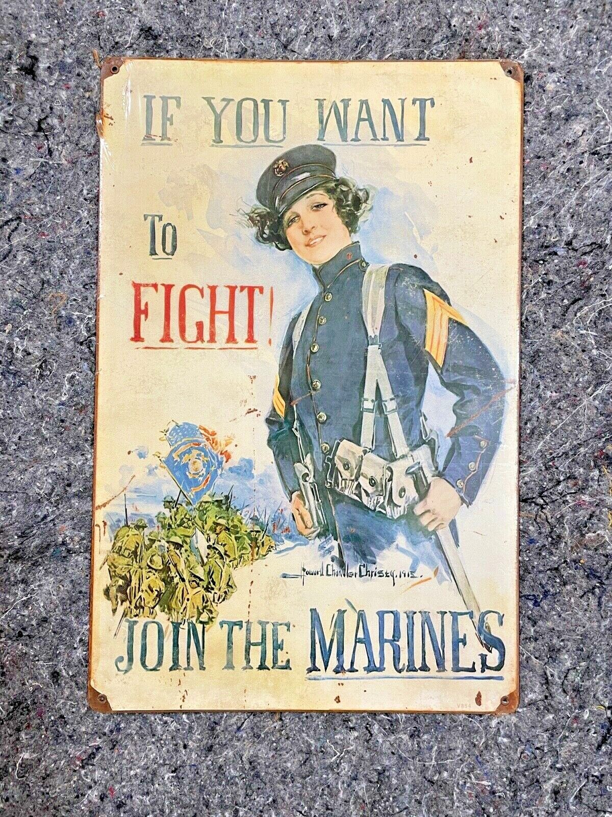 IF YOU WANT TO FIGHT JOIN THE MARINES USMC VINTAGE STYLE SIGN 17 X 11 