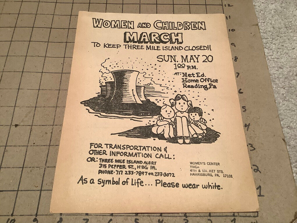 original THREE MILE ISLAND - MARCH, double sided flyer; circa 1980 NUCLEAR