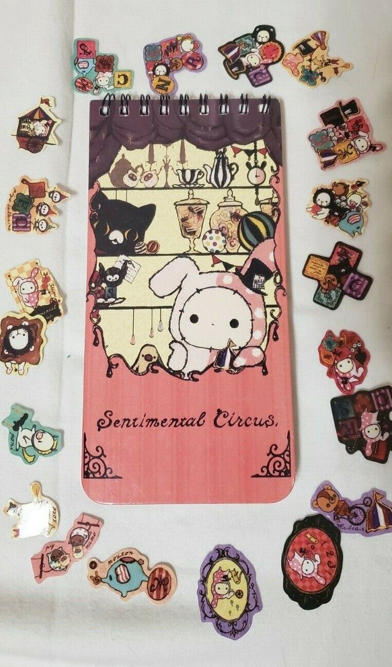 Kawaii Sentimental Circus Spiral Note Pad Book Paper w/sticker flakes
