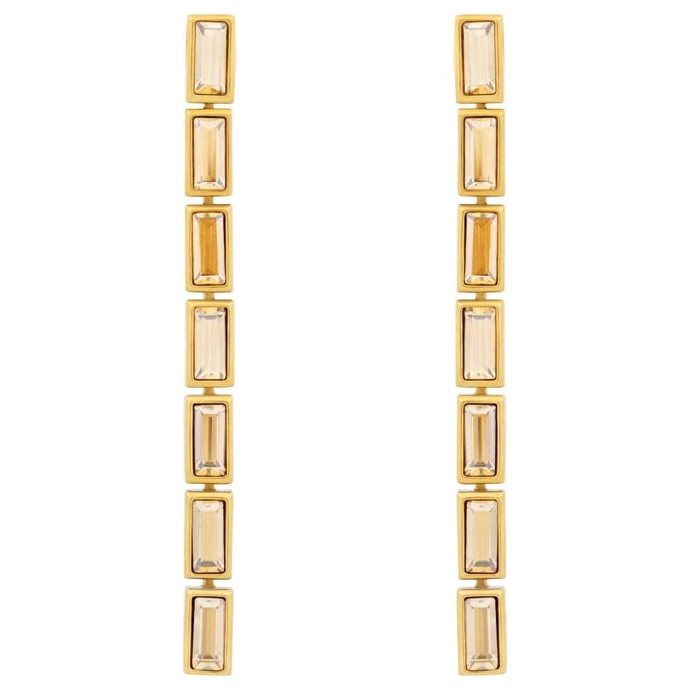 Atelier Swarovski Fluid Pierced Earrings Gold Plated 2.5 Inch  #5455632 New $329