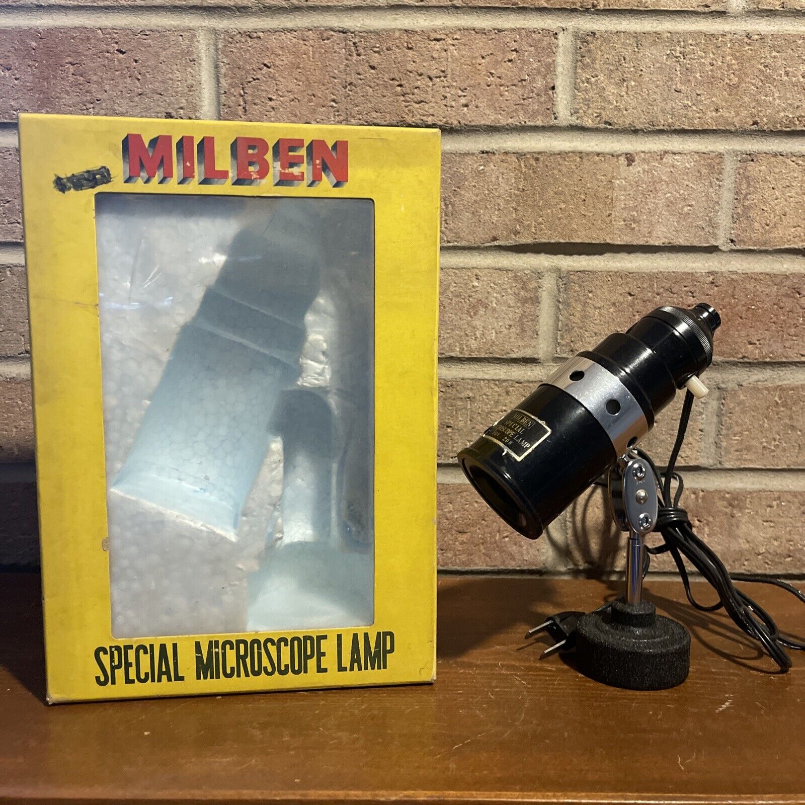Vintage Milben Special Microscope Lamp Set #125 Tested Works Chemistry Science