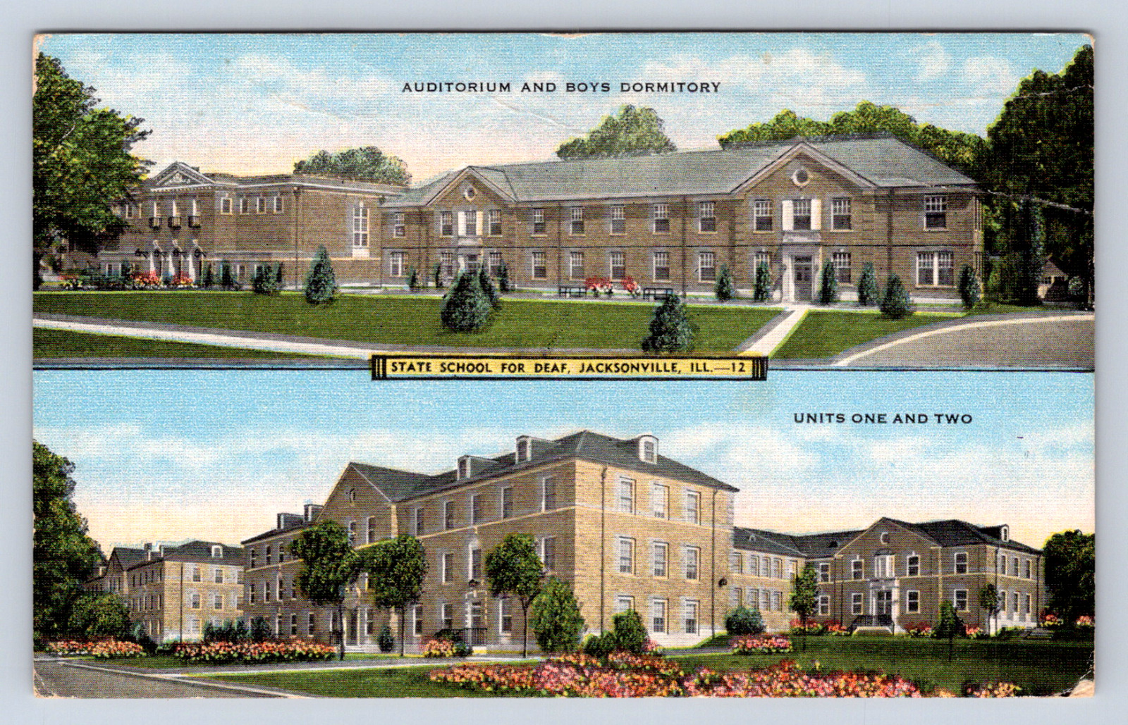 Vintage Postcard State School for Deaf Jacksonville Illinois