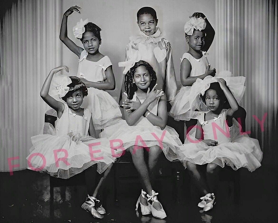 8x10 Vintage Photo Reprint in HD Little Black Girls Ballerinas African American 
