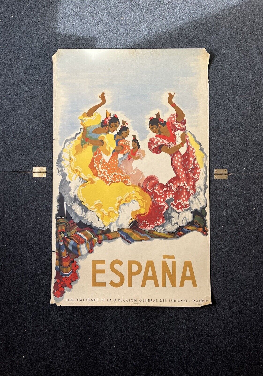 Vintage Original 1950's Spain Travel Poster Airline Tourism