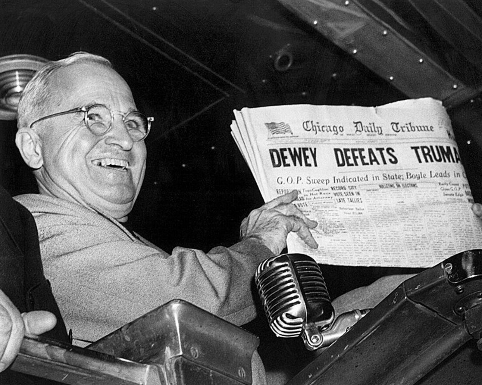 Dewey Defeats Truman Election Holding Newspaper 11 x 14 Photo Photograph Picture