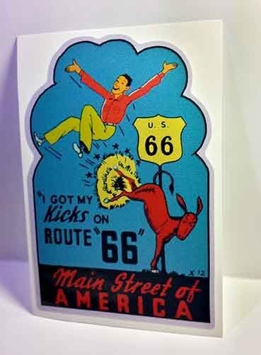 Kicks on Route 66 Vintage Style Travel Decal / Vinyl Sticker, Luggage Label