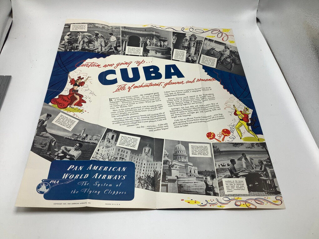 Vintage Original - 1947 CUBA by Flying Clipper - brochure - PAN AMERICAN pan am