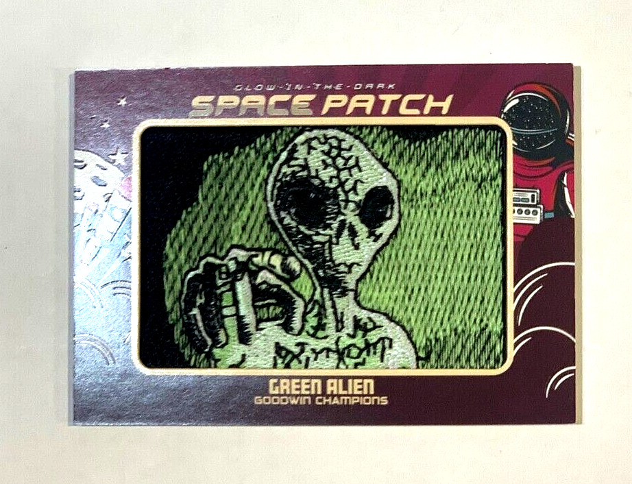 2023 UD Goodwin Champions Glow In The Dark Space Patch Green Alien #GSP-98