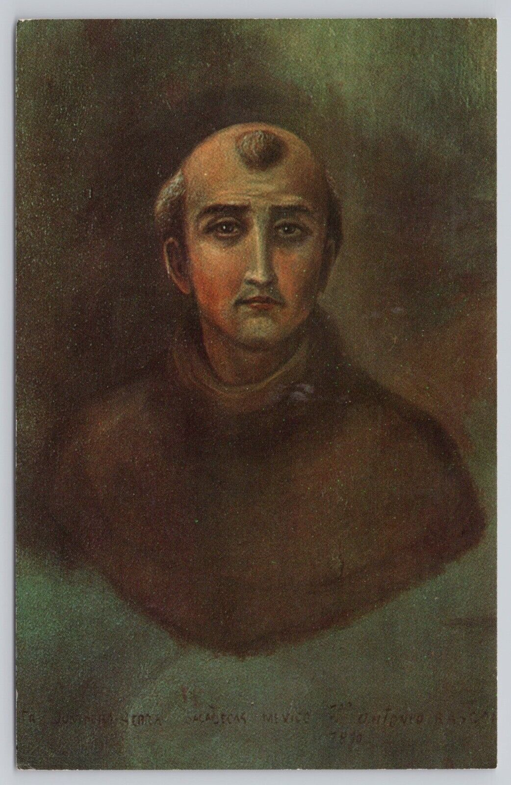 San Juan Capistrano California, Father Junipero Serra Portrait, Vintage Postcard
