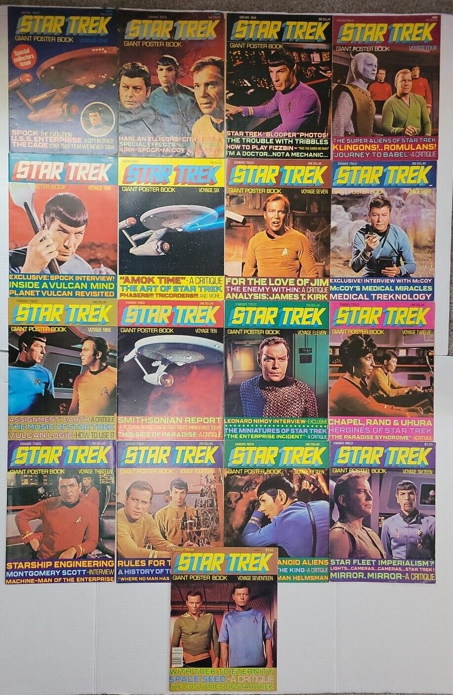 STAR TREK GIANT POSTER BOOK COMPLETE SET 1-17 VOYAGE LOT 1976 1977 1978 MAGAZINE