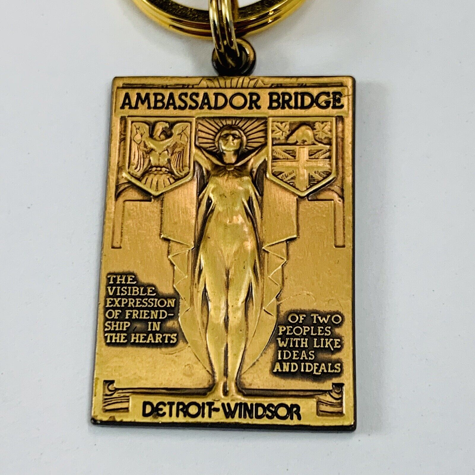 Vintage 1979 Ambassador Bridge Detroit Michigan Windsor Canada Keychain