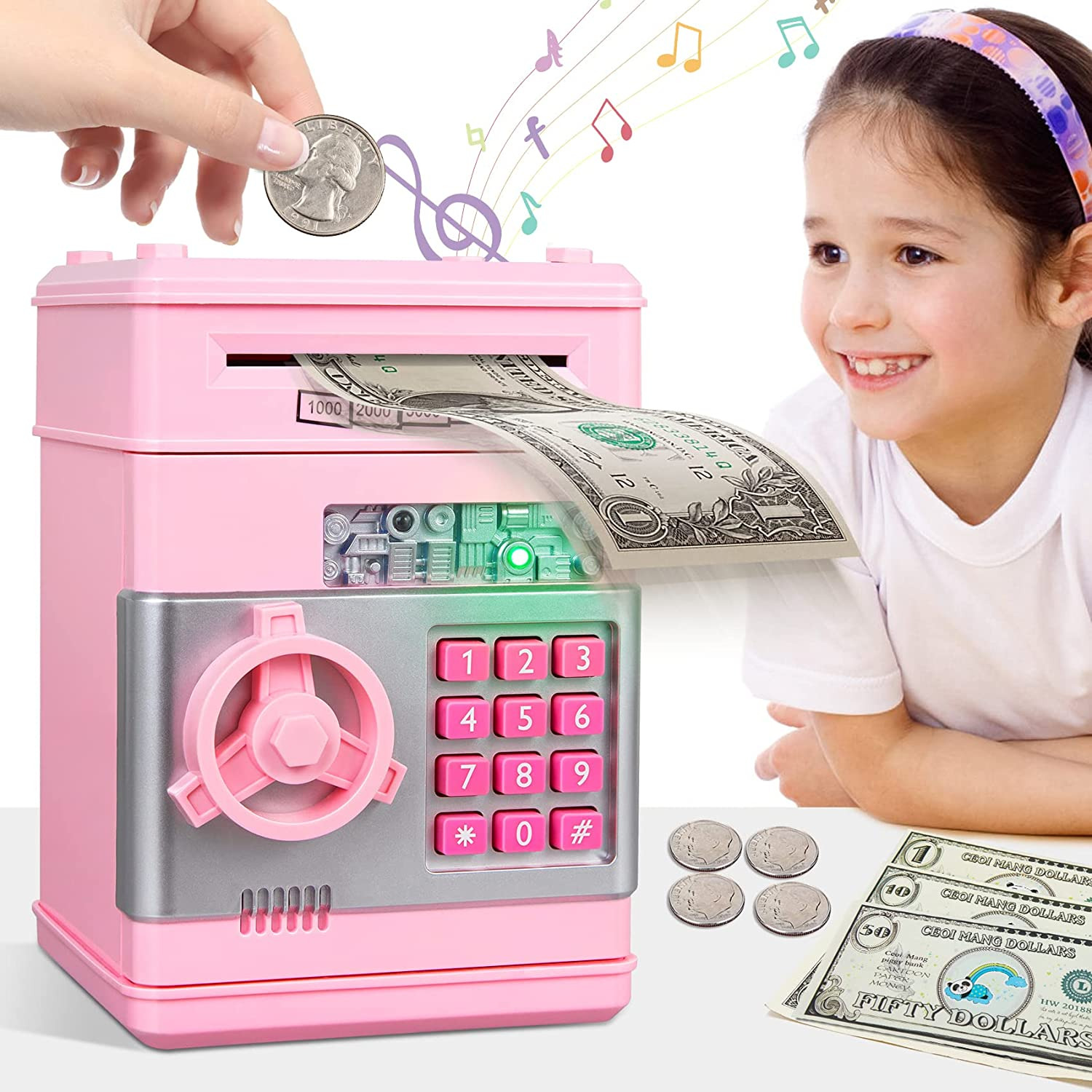Piggy Bank Toys for 6 7 8 9 10 11 Year Old Girl Gifts, Money Saving Box for Teen