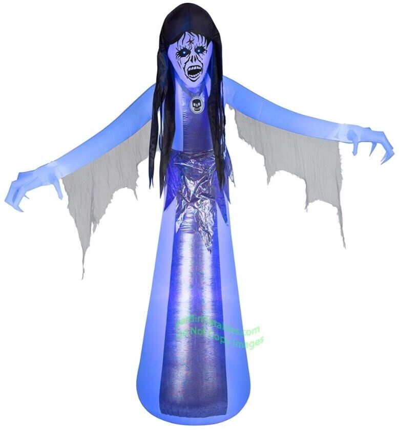 10\' Lighted Halloween Animated Inflatable Lightshow Short Circuit Female Ghoul
