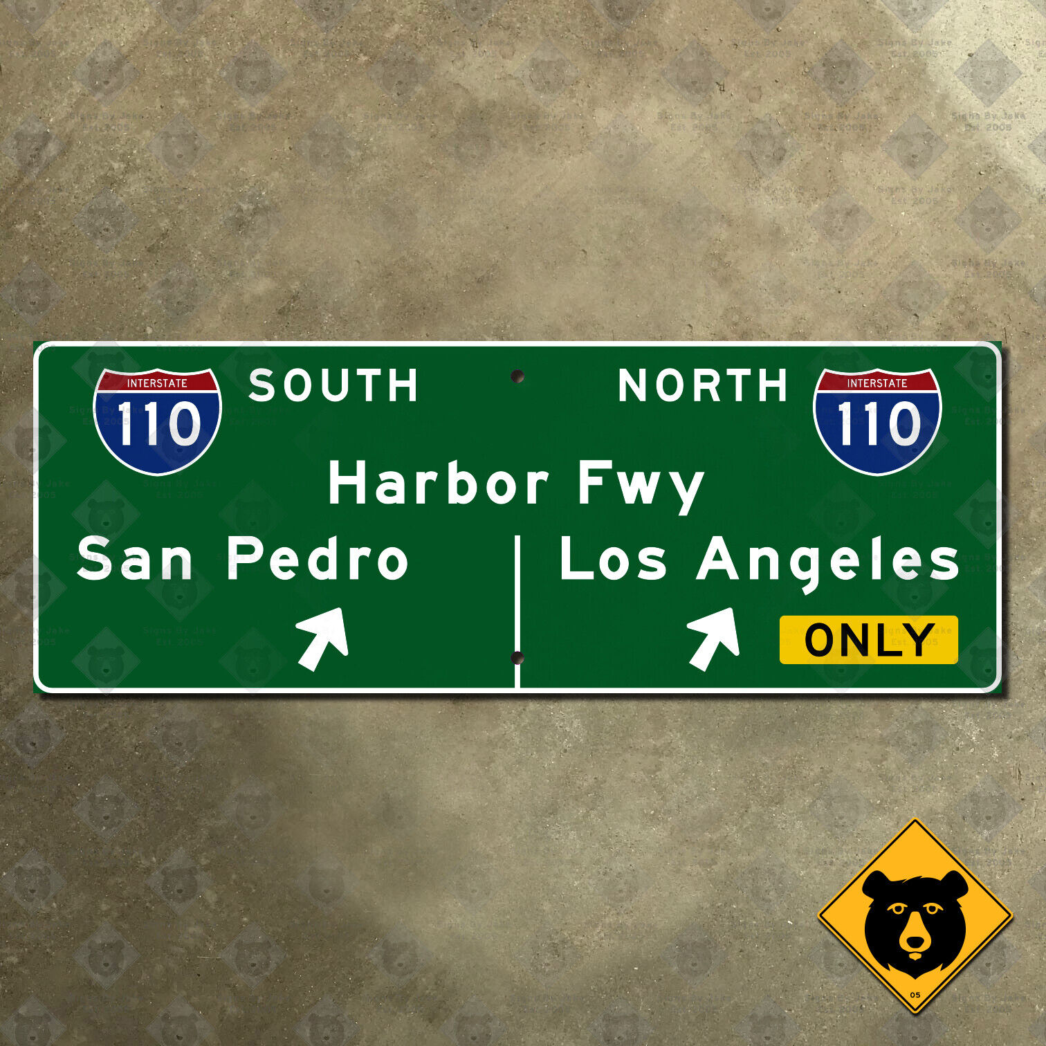 California Interstate 110 Harbor Freeway San Pedro Los Angeles road sign 27x10