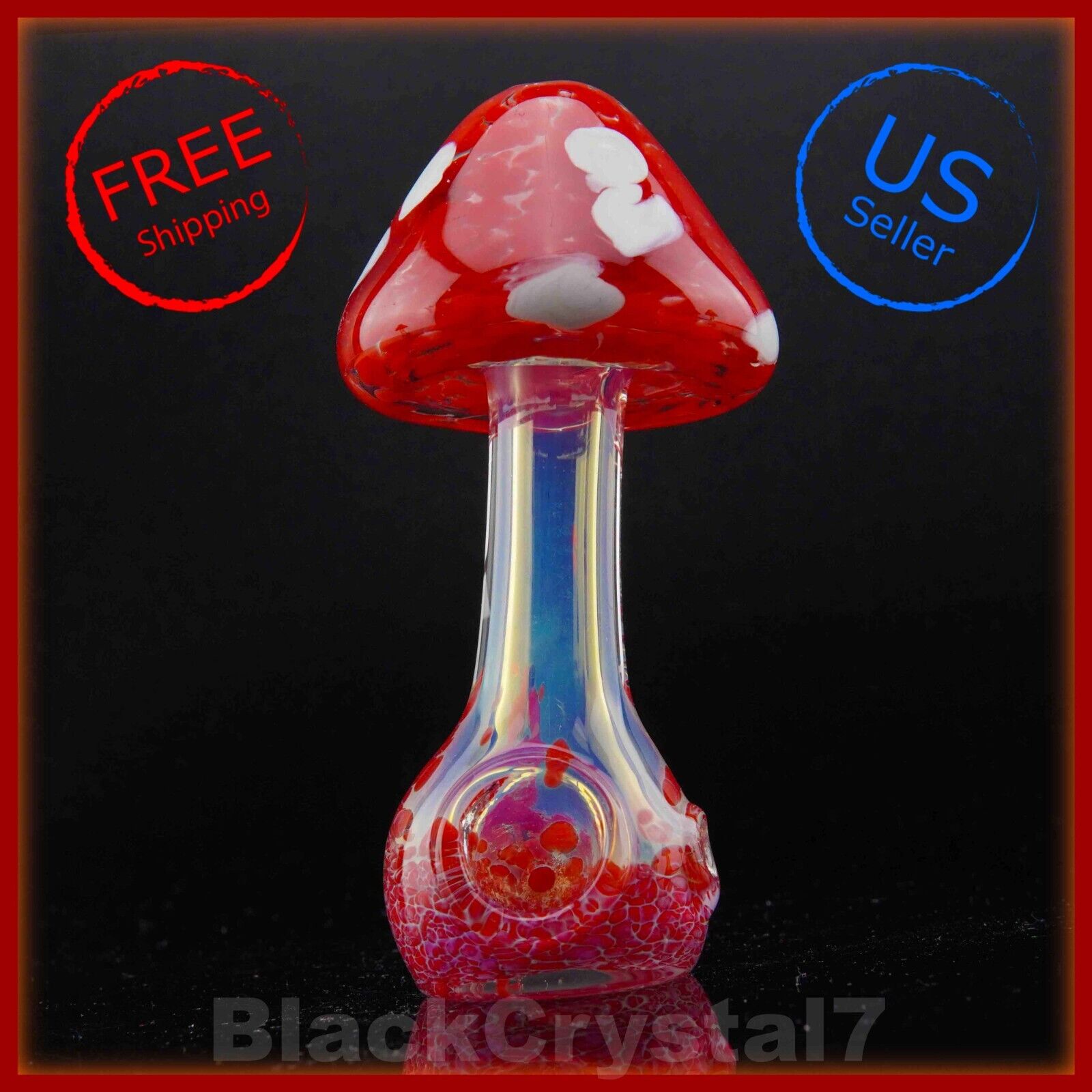 4.25 inch Handmade Fumed Wild Red Cap Mushroom Tobacco Smoking Bowl Glass Pipes