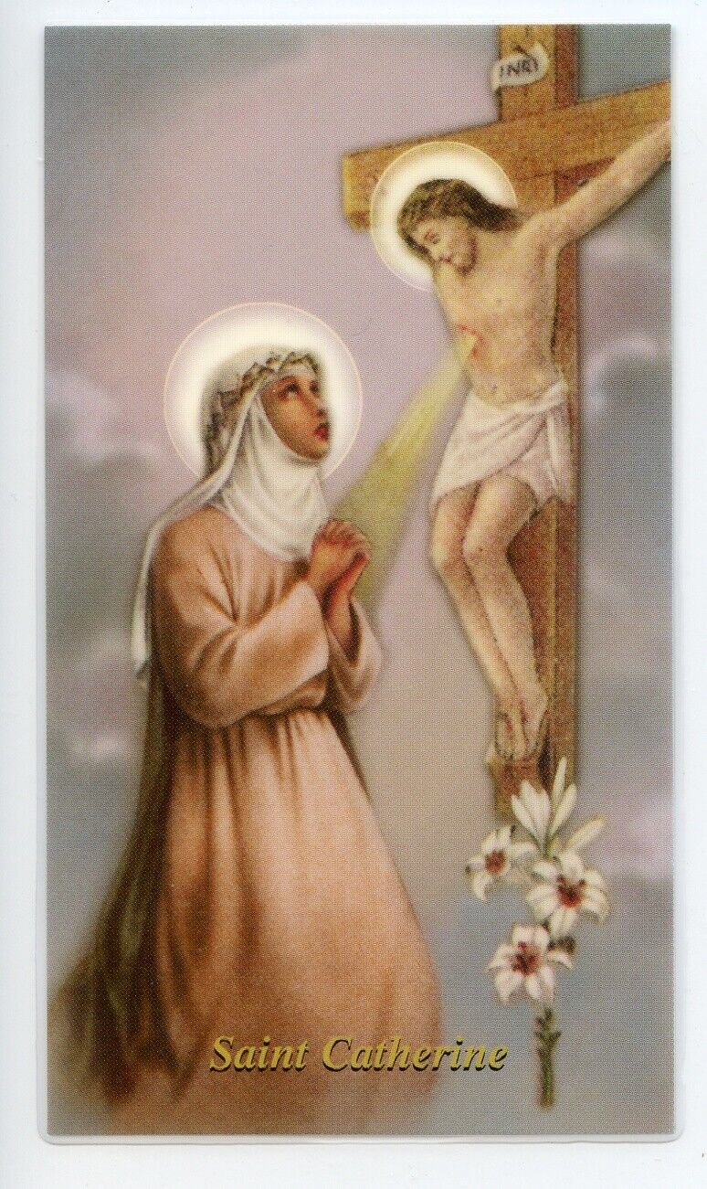 St. Catherine of Siena - Relic Laminated Holy Card - Blessed by Pope Francis 