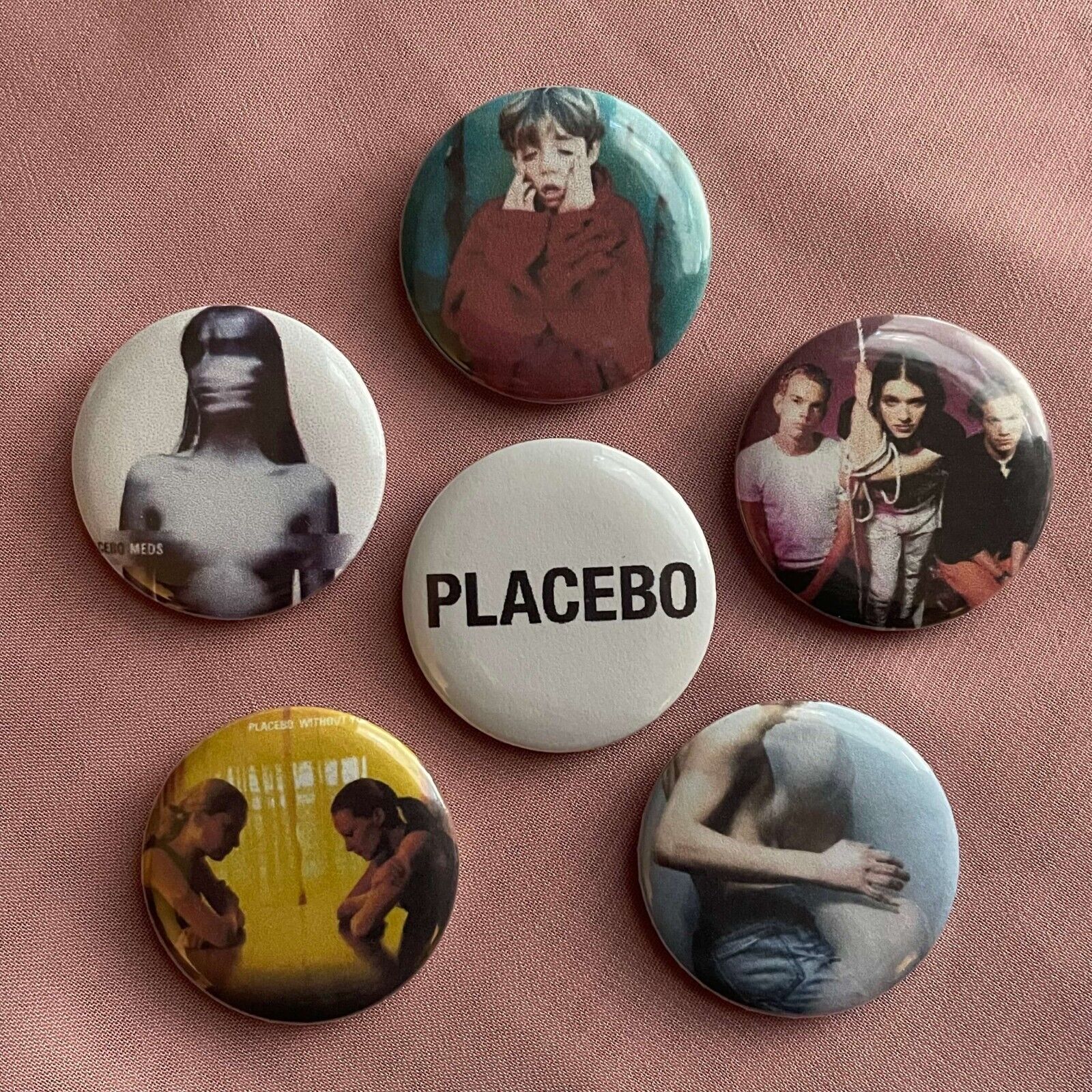 Placebo Pinback Button Set Alternative Rock 90s Grunge Band Music Brian Molko