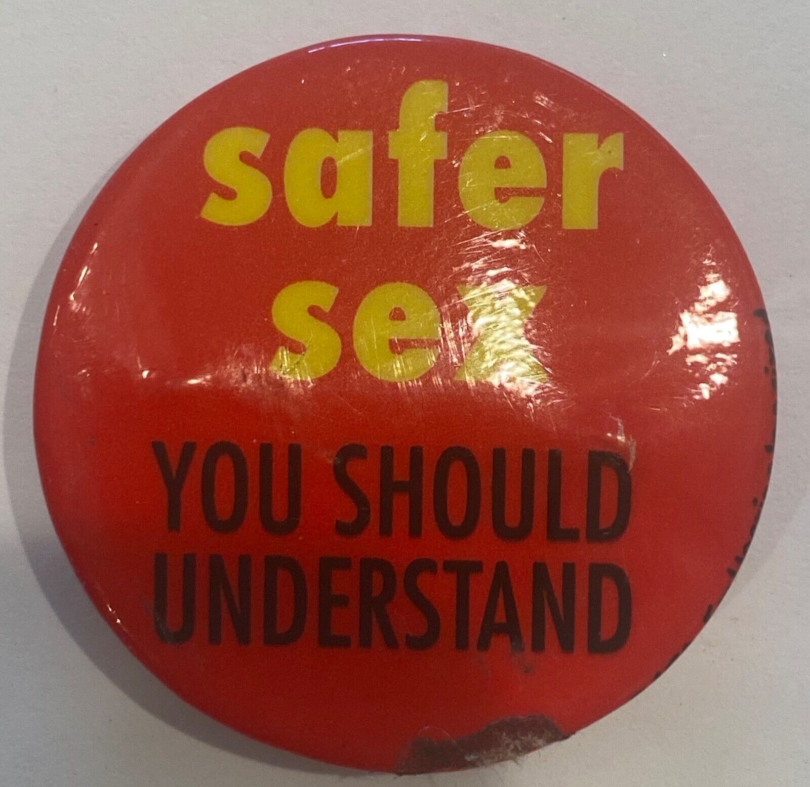 safer sex YOU SHOULD UNDERSTAND pinback button GMHC HIV AIDS  LGBTQI+