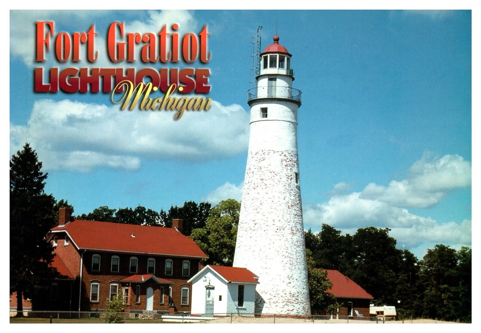 Fort Gratiot Lighthouse Michigan Lake Huron Chrome Postcard UNP Carl Perrin