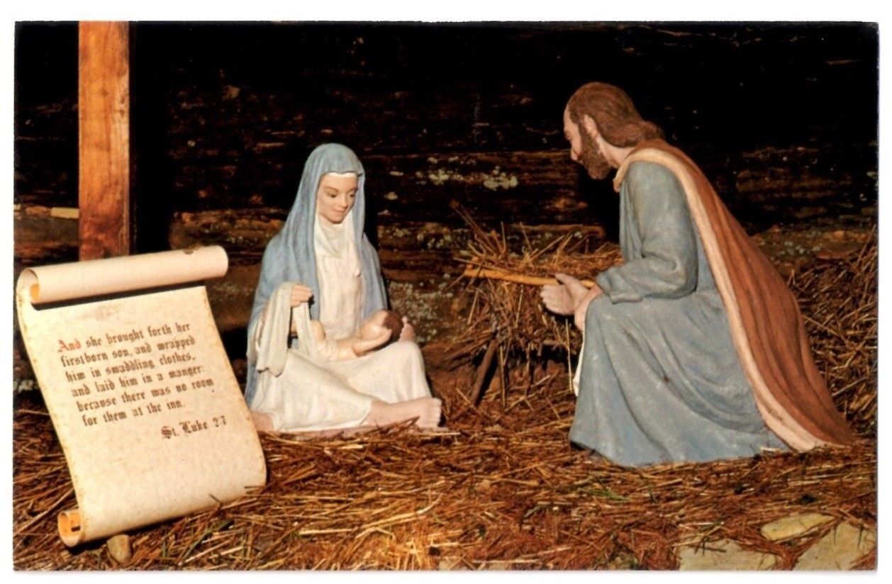 The Birth of Jesus Luke 2:7 Biblical Gardens Hwy 12 Wisconsin Postcard Un-posted