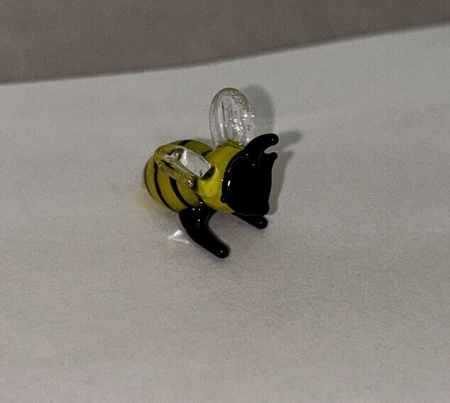 Miniature Tiny Lampwork Flame Hand Blown Glass Yellow Jacket Bee Figurine New