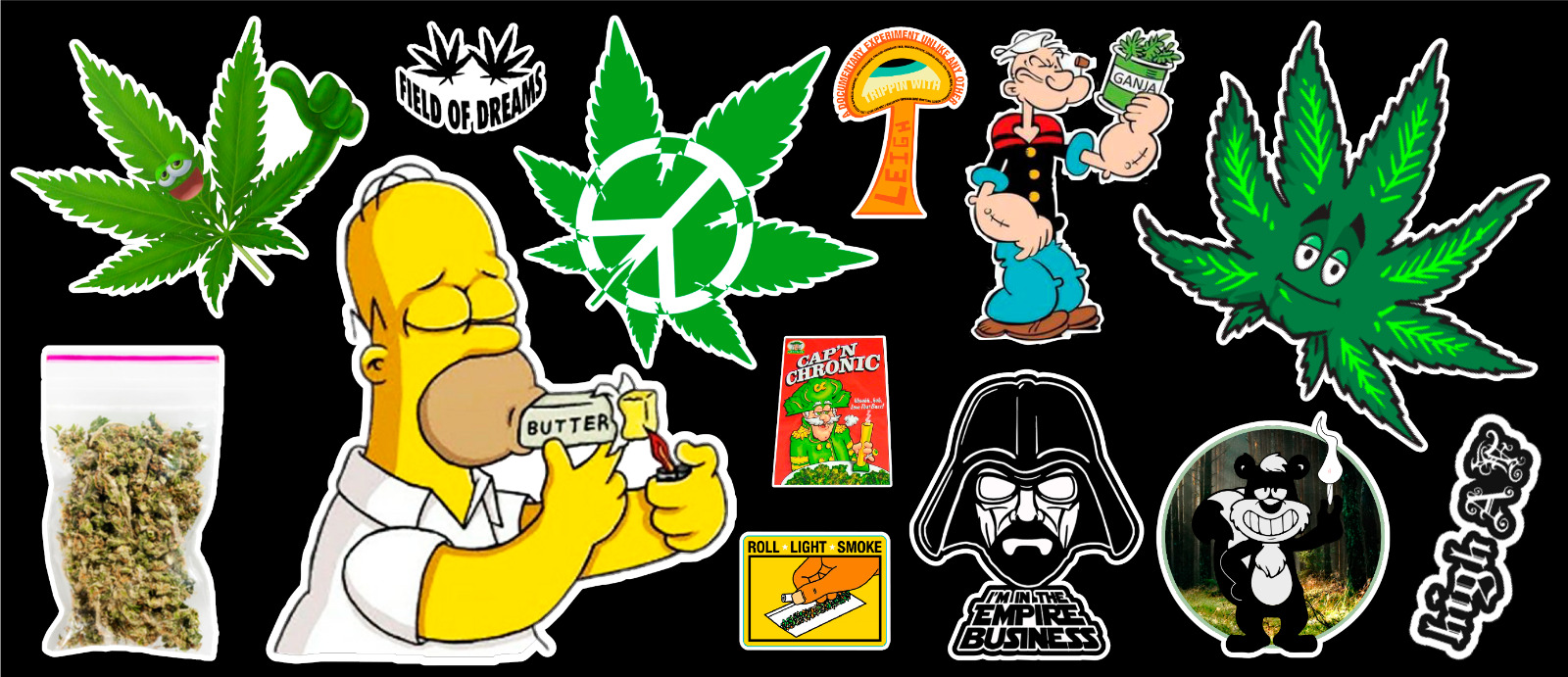 13 Weed Marijuana Cannabis Parody Vinyl Stickers