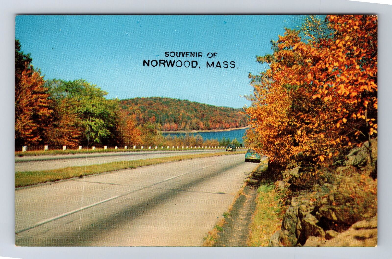 Norwood MA-Massachusetts, Scenic Greeting, The Open Road, Vintage Postcard