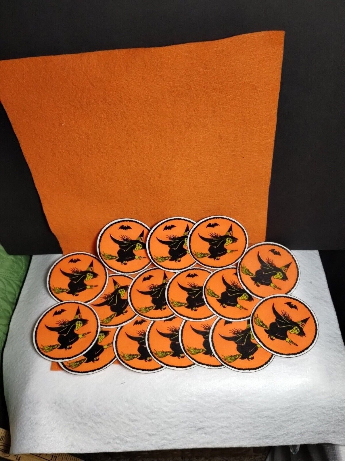 16 Halloween Paper Beer Drink Coasters With A Witch On A Broom Vintage Hallmark