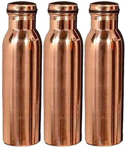 Copper Water Bottle Office Use Yoga Traveling Ayurvedic Health Benefits Set of 3